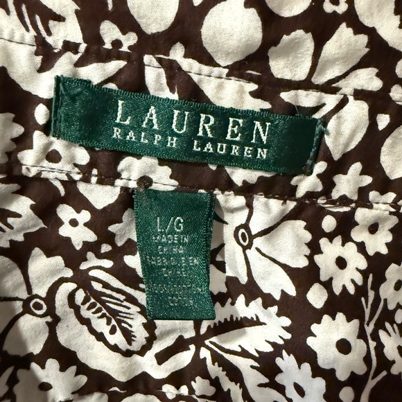 Ralph Lauren Brown and White Floral Button Down Shirt - Picture 6 of 6